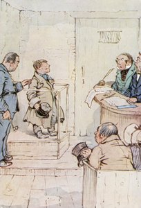 Illustrasjon for Oliver Twist (farge litho) av F. M. B. Blaikie