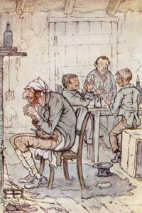 Illustrasjon for Oliver Twist (farge litho) av F. M. B. Blaikie
