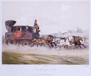 The Mail Coach, gravert av Charles Bargue (1826-83) av F. after Fort