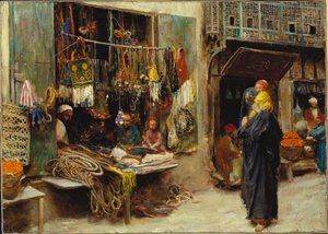 A Street Bazaar (olje på lerret)