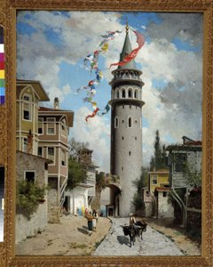 Utsikt over Galata-tårnet i Konstantinopel. Maleri av Fabius Brest (1823-1900). Obligatorisk omtale: Collection fondation regards de Provence, Marseille