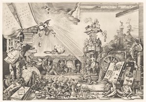 Surrealistisk ytelse Librorum Triumphus (tittel på objekt) av Fabius von Gugel (signed by artist)