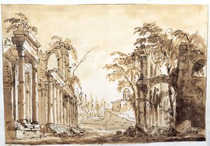 Scene fra første akt av operaen "Lucio Silla" av Wolfgang Amadeus Mozart, 1772 av Fabrizio Galliari