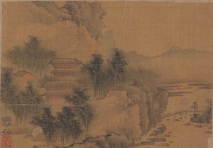 Landscape with Man Crossing Bridge.    1177112   no       norwegian Successfully Translated  Original: The Abandoned Village Translat: The Abandoned Village 1301607 no norwegian Successfully Translated Original: Félix Henri Bracquemond. Portrait. Translat: av Fan Hong