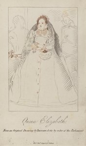 Dronning Elizabeth I (farget gravering) av Federico (after) Zuccari or Zuccaro