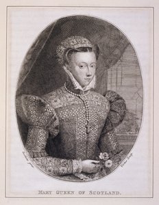 Mary Queen of Scots (1542-87), gravert av George Vertue (1684-1756) (gravering) av Federico (after) Zuccaro