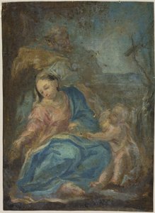 Hvil på flukten til Egypt (recto); Madonna av rosenkransen (verso) av Federico Barocci