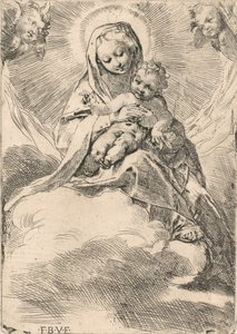 Jomfruen satt på en sky, 1580-84. av Federico Barocci