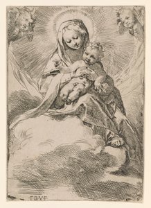 Jomfru og barn i skyene av Federico Barocci