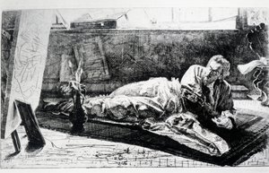 Carthusian eller At the Charterhouse of Pavia (etsing)