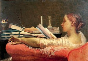 The Reader av Federico Faruffini (1831-1869), olje på lerret, 405 cm x59