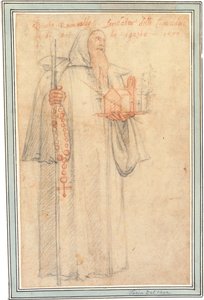 Fra Stefano, prokurator for kamaldolittene i Vallombrosa, som Saint Romuald, med en modell av en kirke og en rosenkrans, 1577 av Federico Zuccaro