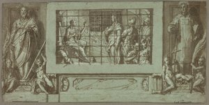 Saint Catherine i fengselet konverterer keiserinne Faustina til kristendommen, flankert av de hellige Saturnius og Simon av Federico Zuccaro
