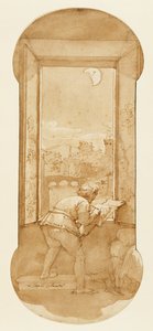 Taddeo-tegning av måneskinn i Calabreses hus av Federico Zuccaro