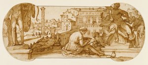Taddeo i Belvedere -domstolen i Vatikanet, tegnet Laocoön av Federico Zuccaro
