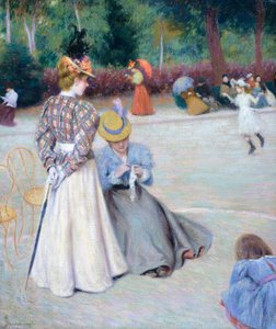 Spill i parken, av Federico Zandomeneghi (1841-1917), olje på lerret, 55,5x45,5 cm av Federigo Zandomeneghi