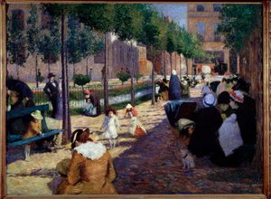 Utsikt over Antwerpen-torget, Paris - olje på lerret av Federigo Zandomeneghi