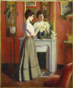 Woman Before a Mirror av Zandomeneghi, Federico (1841-1917). Olje på lerret, størrelse: 65x55 av Federigo Zandomeneghi