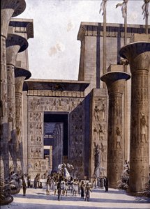 Rekonstituering av Amons tempel. Illustrasjon av F. Hoffebauer. 1800-tallet. av Fedor (1839 1922) Hoffbauer