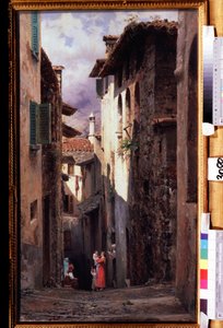 ""Scene de rue a Bellagio en Italie"" Peinture de Feodor Andreyevich Bronnikov (1827-1902) 1875 State Tretyakov Gallery, Moscou av Fedor Andreevich Bronnikov