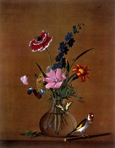 Bukett blomster med en sommerfugl