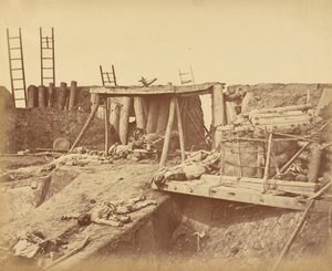 Interiør i Angle of North Fort umiddelbart etter fangsten av Felice Beato