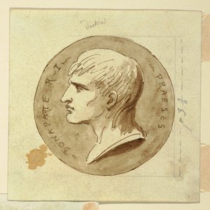 En medalje av Napoleon Bonaparte som president for den italienske republikken, verso; Hebe gir udødelighet til Hercules sin vognfører
