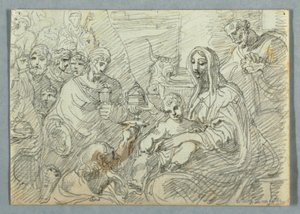 Tilbedelse av Magi-studien etter Lodovico Carracci av Felice Giani