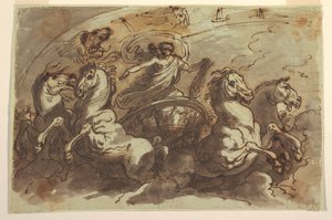 Apollo Driving the Chariot of the Sun, for Sala di Apollo e Diana, Palazzo Bianchetti, Bologna av Felice Giani