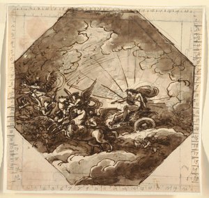 Apollo i sin vogn med Aurora, Ottogonale-rommet, Palazzo Milzetti, Faenza av Felice Giani