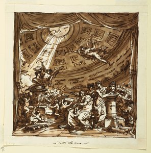Design for Stage Curtain: Temple of Fame av Felice Giani