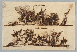 Design for to friser med Putti av Felice Giani