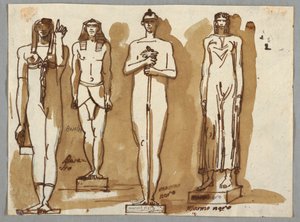 Fire statuer i egyptisk stil av Felice Giani
