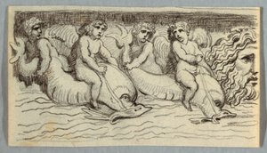 Fris med delfiner og putto av Felice Giani