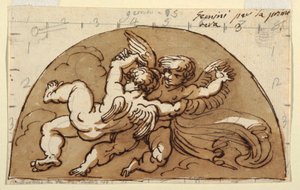 Gemini, Lunette for Ceiling, Octagonal Room, Palazzo Milzetti, Faenza av Felice Giani