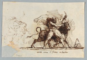Hercules gjengir Horn fra Bull Achelous av Felice Giani