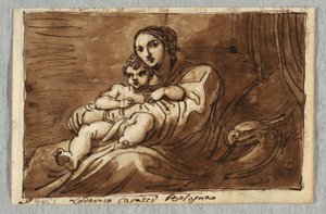 Madonna og barn, studie etter Lodovico Carracci av Felice Giani