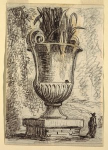 Monumental vase i en park av Felice Giani