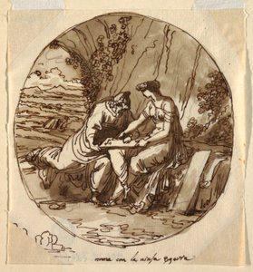 Numa Pompilius og Egeria, Sala di Numa Pompilius, Palazzo Milzetti, Faenza av Felice Giani