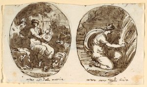 Orpheus, Ceres, Design for hvelvet tak, Sala dei Legislatori, Palazzo Conti-Sinibaldi, Faenza av Felice Giani