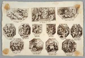 Romulus og Remus, tretten malerier for Sala delle Origini di Roma, Faenza av Felice Giani