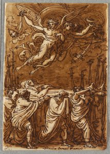 Apostlene som bærer jomfruens legeme til graven, studerer etter Lodovico Carracci av Felice Giani