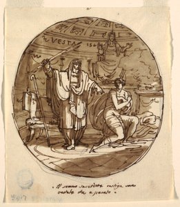 Ypperstepresten straffer en vestalsk jomfru, Hall of Numa Pompilius, Palazzo Milzetti, Faenza av Felice Giani