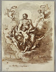 The Madonna and Child in Glory, Study after Dosso Dossi av Felice Giani