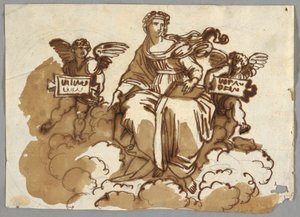 Teologi, etter Raphael Sansio, Stanza della Segnatura, Vatikanet av Felice Giani