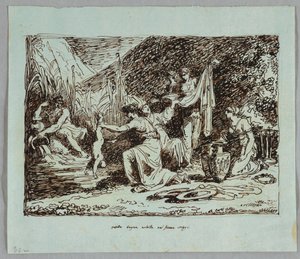 Thetis kaster Akilles i elven Styx