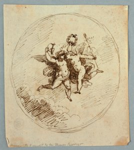To flygende putti med attributter til Dionysos av Felice Giani