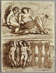 Venus og Amor, studie etter Annibale Carracci