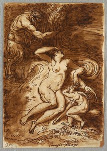 Venus og Amor og Satyr, Studie etter Correggio