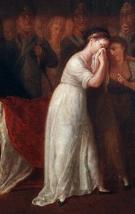 En kvinne som loven som styrer morens status i familien, underordnet mannens. Detalj av kunngjøringen av sivilloven eller koden til Napoleon Bonaparte 21.03.1804 (maleri